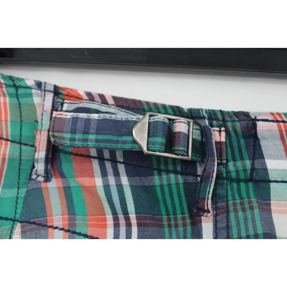 VTG Polo Ralph Lauren Cargo Shorts Mens 34 Madras Plaid Gorpcore Casual Pockets